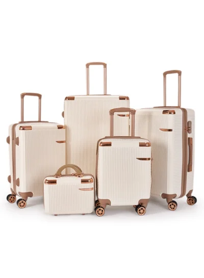 LIMRA Luggage set 5 pieces travel Bags with a distinctive design from limra Beige/gold