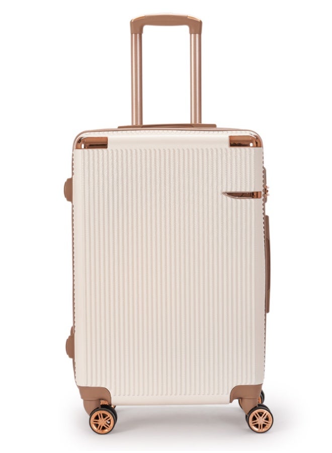 ليمرا طقم شنط سفر مكون من 5 حقائب أمتعة بـ 4 عجلات بتصميم صلب و حديث بيج/ذهبي - Image 4