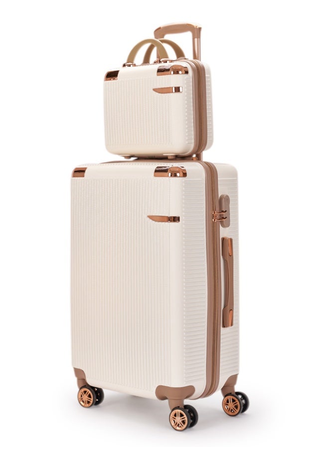 ليمرا طقم شنط سفر مكون من 5 حقائب أمتعة بـ 4 عجلات بتصميم صلب و حديث بيج/ذهبي - Image 2