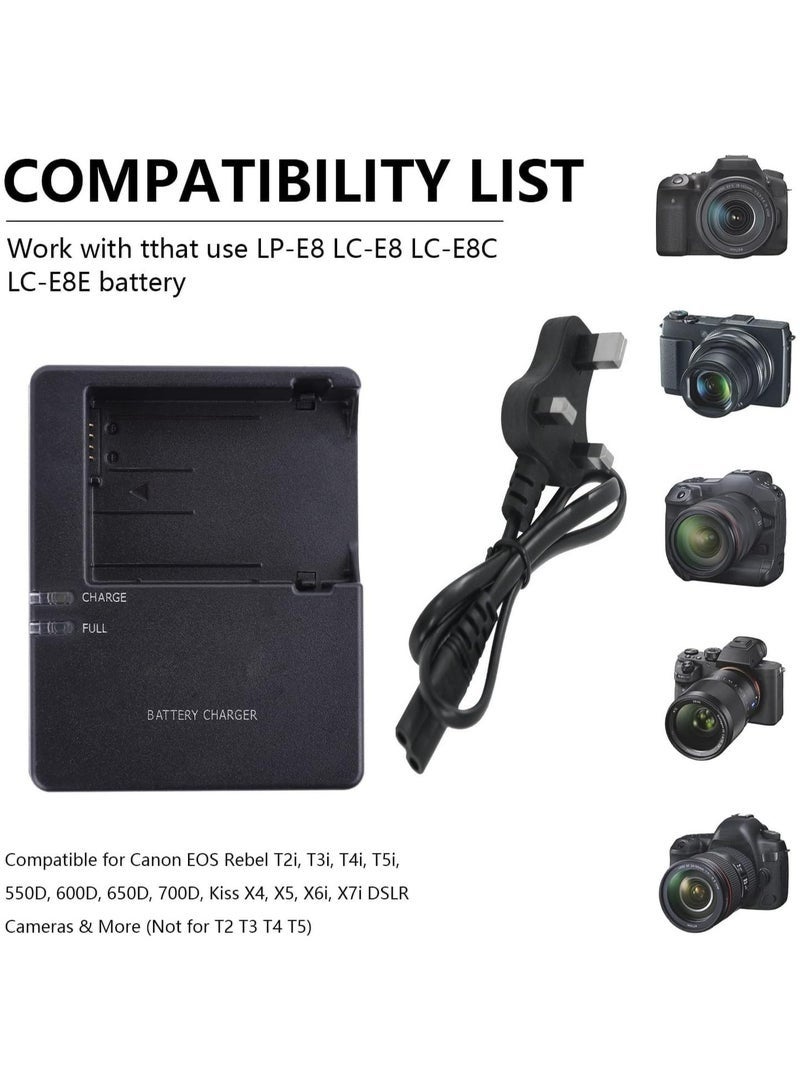 Arabest LC-E8 Quick Battery Charger Compatible with LC-E8 LP-E8 Battery for Canon EOS Rebel T2i T3i T4i T5i 550D 600D 650D 700D X4 X5 X6 X6i X7i (Not for Rebel T2, T3, T4, T5) - Image 2