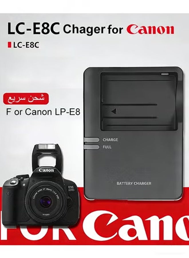 عربست شاحن بطارية سريع LC-E8 متوافق مع بطارية LC-E8 LP-E8 لكاميرات Canon EOS Rebel T2i T3i T4i T5i 550D 600D 650D 700D X4 X5 X6 X6i X7i (ليس لكاميرات Rebel T2 وT3 وT4 وT5) - Image 1