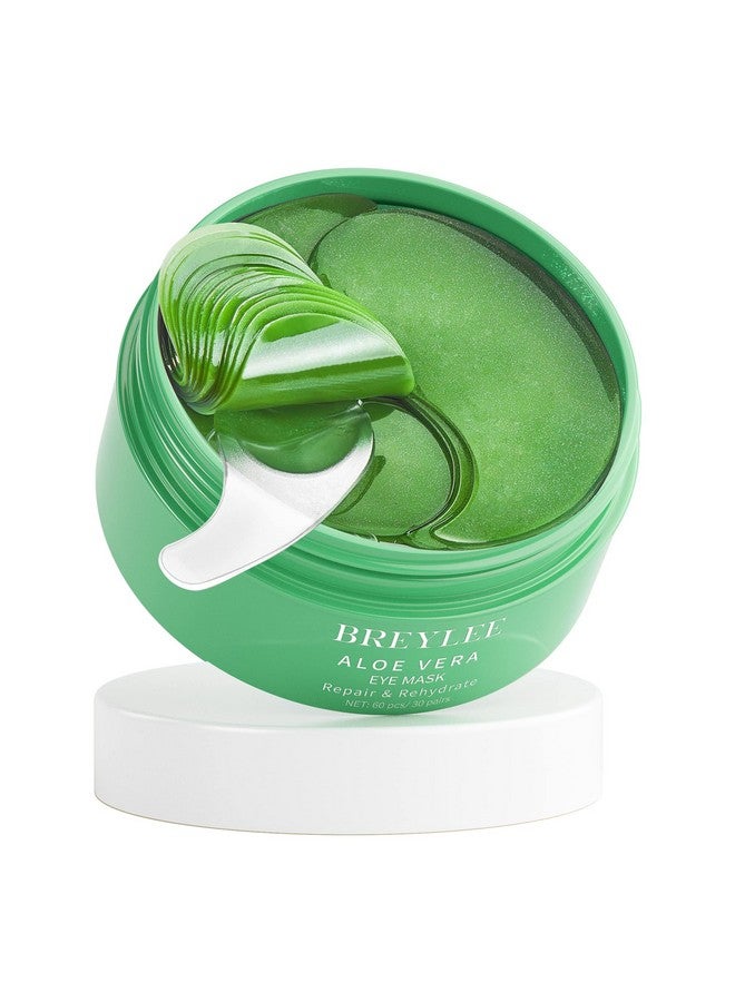 Breylee Aloe Vera Eye Mask 60 Pcs Puffy Eyes And Dark Circles Treatments Look Younger And Reduce Wrinkles And Fine Lines Undereye Improve And Firm Eye Skin Pure Natural Material Extraction - Image 1