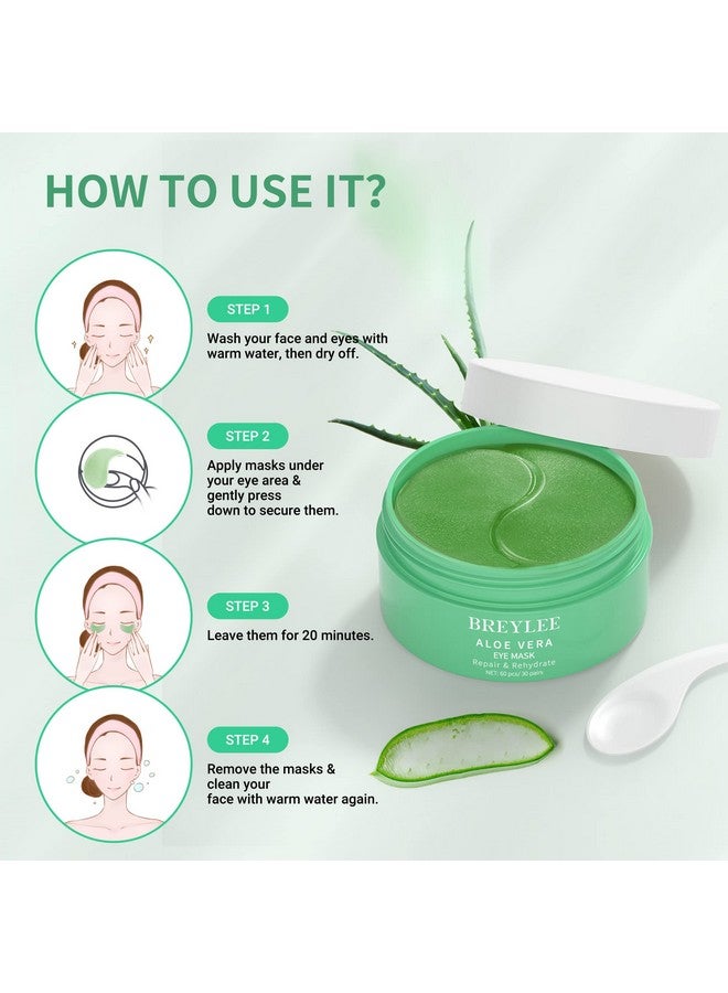 Breylee Aloe Vera Eye Mask 60 Pcs Puffy Eyes And Dark Circles Treatments Look Younger And Reduce Wrinkles And Fine Lines Undereye Improve And Firm Eye Skin Pure Natural Material Extraction - Image 5