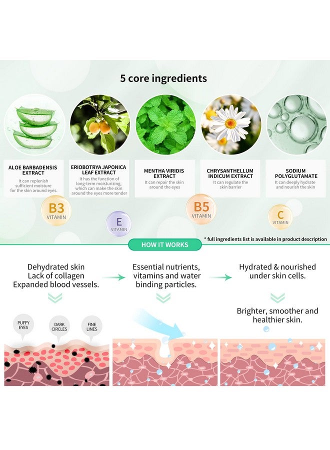 Breylee Aloe Vera Eye Mask 60 Pcs Puffy Eyes And Dark Circles Treatments Look Younger And Reduce Wrinkles And Fine Lines Undereye Improve And Firm Eye Skin Pure Natural Material Extraction - Image 4