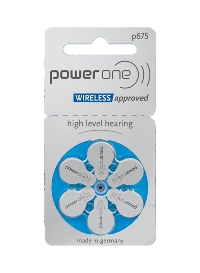 PowerOne 1.45V Original High Level Hearing Aid Batteries P675 Pack of 6 pieces - Image 1