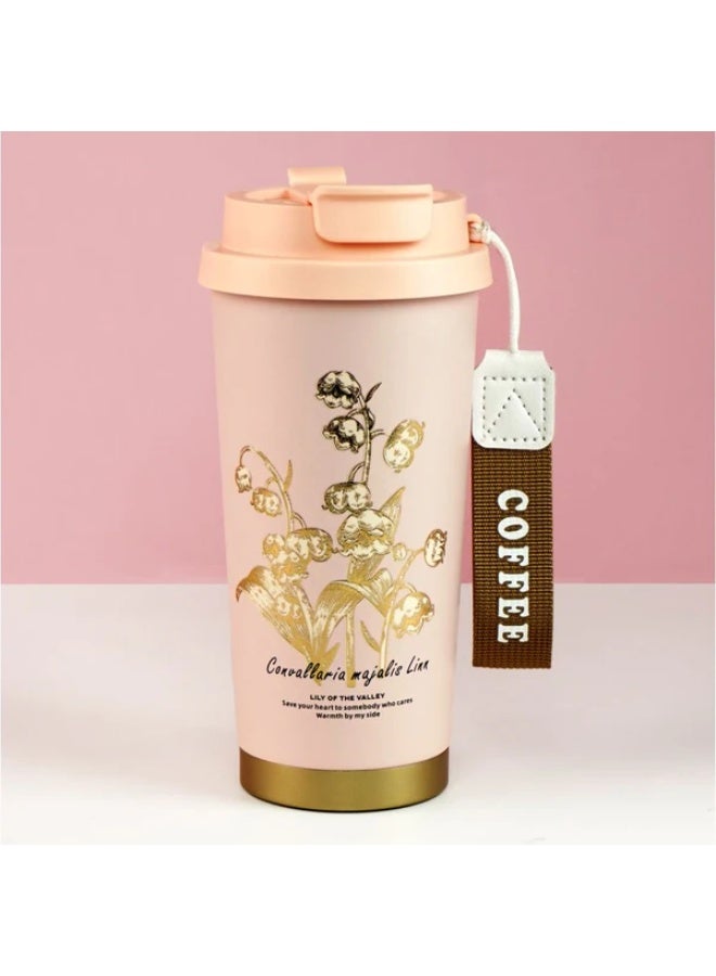 LITTLE SURPRISE BOX Lily Pink Stainless Steel premium Insulated Detox Infuser Bottle with Tea and Fruit Infuser attachment, 520ml - Image 1