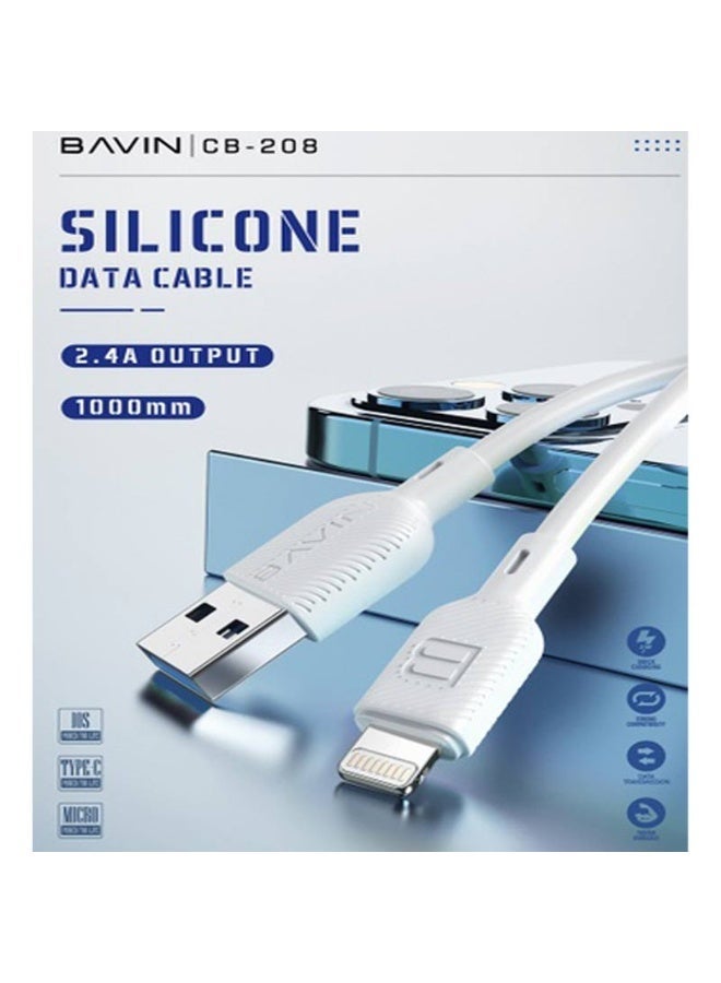 Bavin CB-208 Lightning Data Cable – 1M USB-A to Lightning, 2.4A Fast Charging & Data Transfer, Durable TPE Build, Compatible with iPhone, iPad, AirPods, and More - Image 1