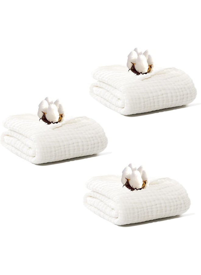 سيتاريا فيرديس White Gauze Towel Newborn Muslin Cotton Warm Baby Bath Towels Also for Baby Blanket - 3 pcs Baby Towel Super Soft Cotton Baby Bath Towel 6 Layers Infant Towel Newborn Blanket Suitable 100% - Image 1