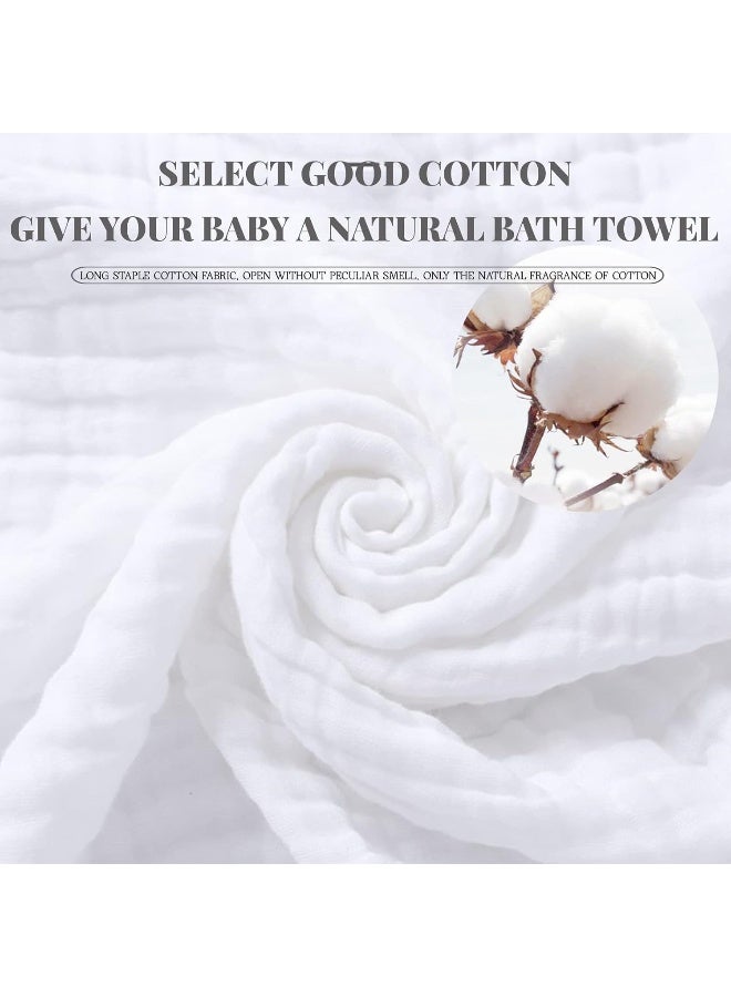 سيتاريا فيرديس White Gauze Towel Newborn Muslin Cotton Warm Baby Bath Towels Also for Baby Blanket - 3 pcs Baby Towel Super Soft Cotton Baby Bath Towel 6 Layers Infant Towel Newborn Blanket Suitable 100% - Image 2