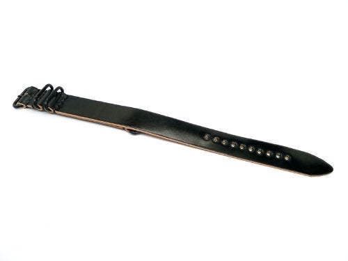 Da Luca Shell Cordovan Military Watch Strap - Black (PVD Buckle) : 22mm - Image 5