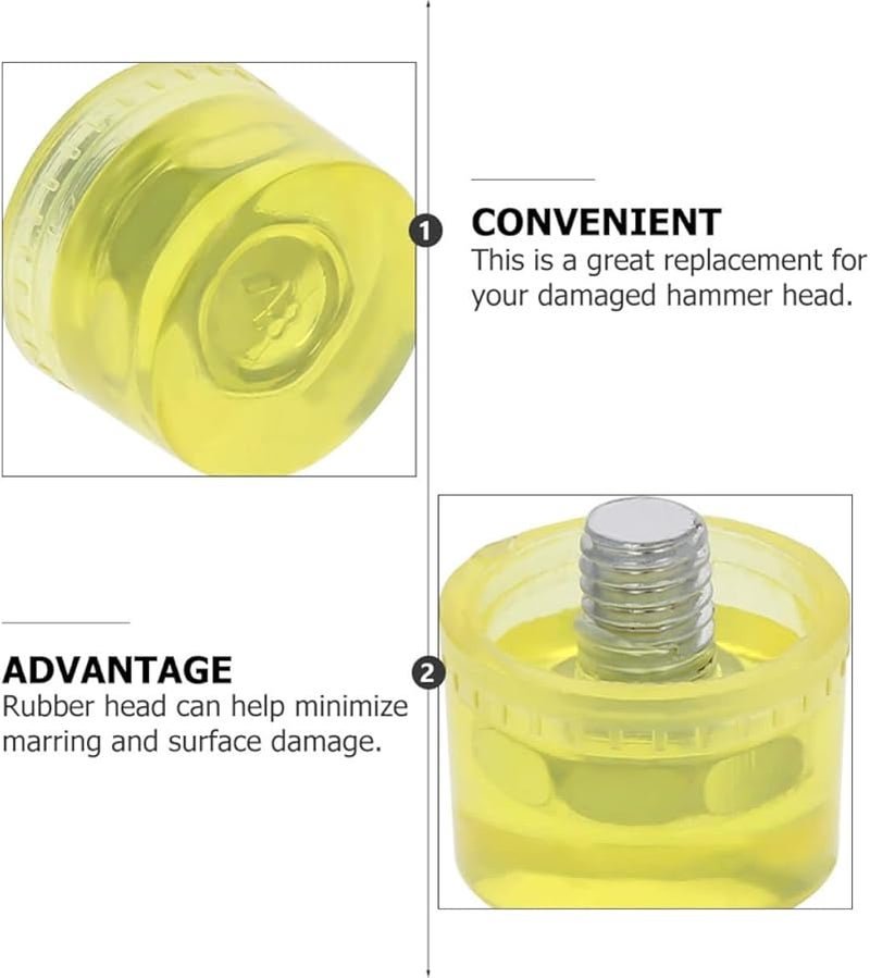 25mm Rubber Mallet Head Replacement 4pcs Set Shock Resistant Hammer Tips for Landscaping Construction - Image 5