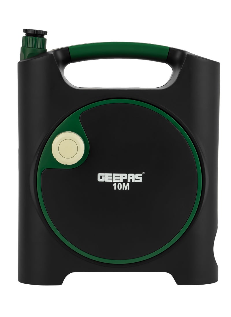 GEEPAS - Geepas 10 M Micro Hose Reel Set GWH59387, Stop Anywhere Lock Mechanism and Manual Retract Hose reel set, With Full Set of Hose Fitting, Perfect for Gardening Use - Image 1