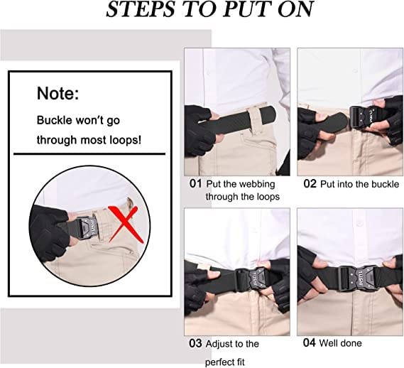 TUSHI Men Military Style Quick Release Tactical Belt, Nylon Web Hiking Belt With Heavy Duty Seatbelt Buckle (Green) - Image 5