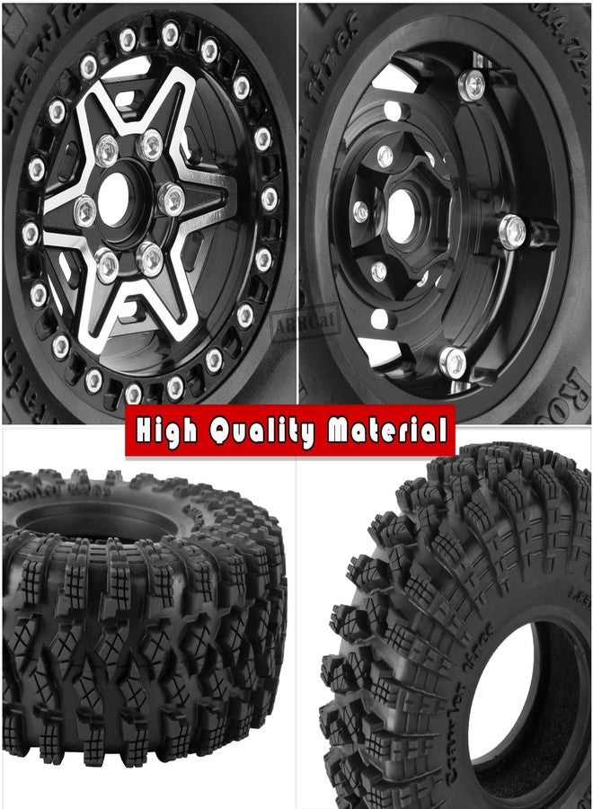 ARRCat 1.9 Wheels and Tires for 1/10 TRX4 TRX6 SCX10 SCX10 II 90046 SCX10 III AXI03007 SCX10 Pro Gen7/8 D90 VS4-10 MST CFX RC Crawler Car,Aluminium RC 1.9 Beadlock Wheels and Rubber Tires,Black - Image 5