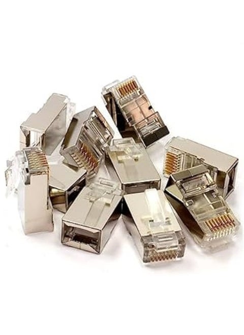 موصلات شبكة قابس RJ45 CAT5 (100 قطعة، محمية) معدن