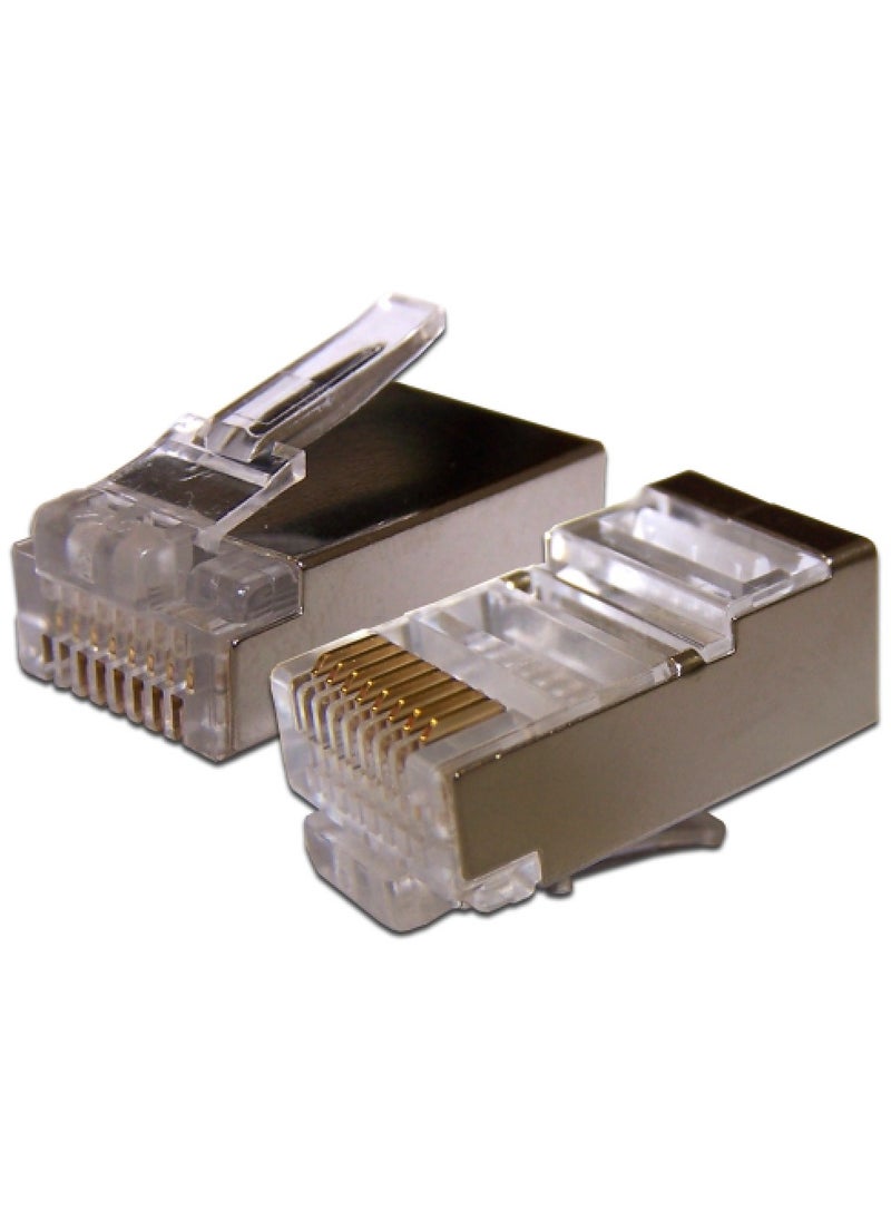 موصلات شبكة قابس RJ45 CAT5 (100 قطعة، محمية) معدن