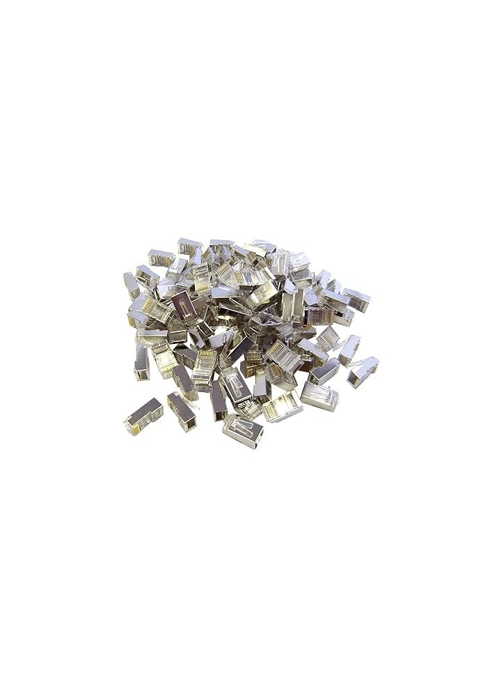 موصلات شبكة قابس RJ45 CAT5 (100 قطعة، محمية) معدن