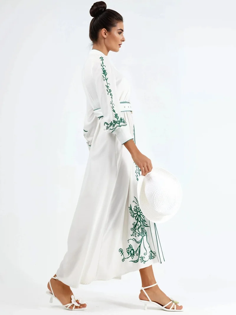 Jennyfer Floral Belted Midi Shirt Dress