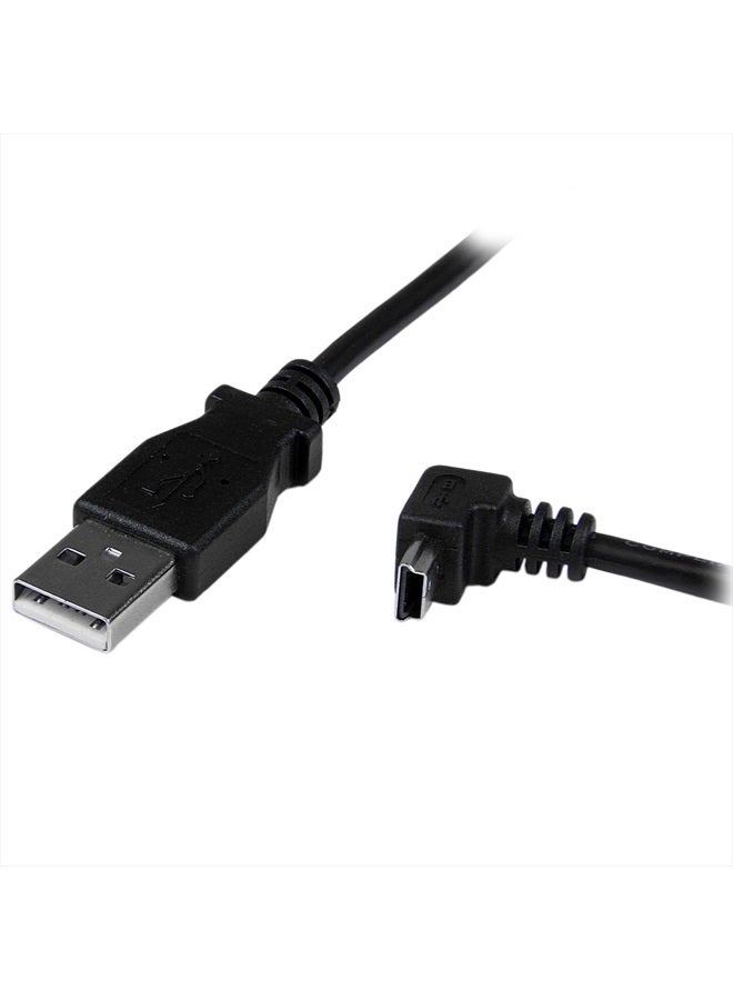 Startech.com 1m Mini USB Cable Cord - A to Up Angle Mini B - Up Angled Mini USB Cable - 1x USB A (M), 1x USB Mini B (M) - Black (USBAMB1MU) - Image 2