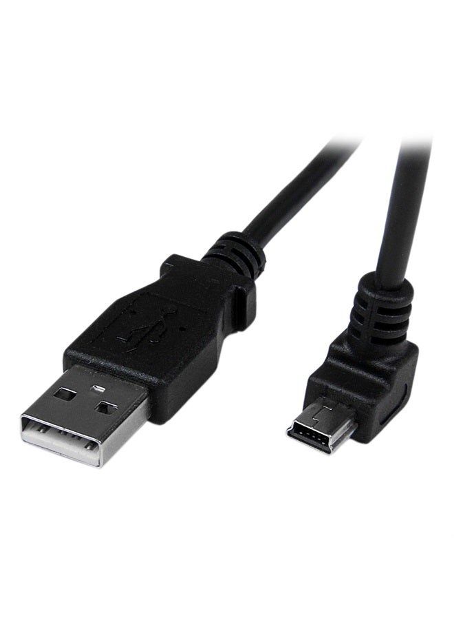 Startech.com 1m Mini USB Cable Cord - A to Up Angle Mini B - Up Angled Mini USB Cable - 1x USB A (M), 1x USB Mini B (M) - Black (USBAMB1MU) - Image 1