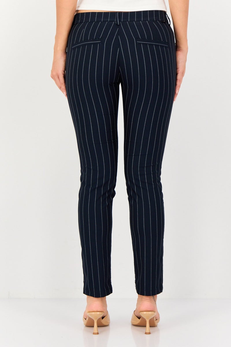 Reiko Women Cigarette Fit Striped Straight Pants, Multicolor - Image 2