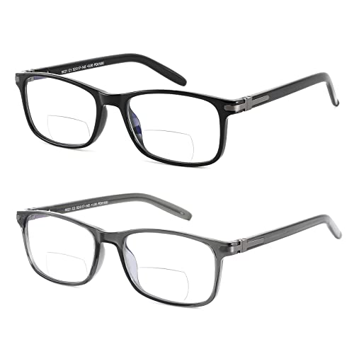 LKEYE Bifocal Reading Glasses Men Women Blue Light Blocking Computer Readers Wide Frame Progressive Eyeglasses Clear Top Fashion Designer Cheaters Transition Stylish Eyewear LK6021 +2.00 - Image 1