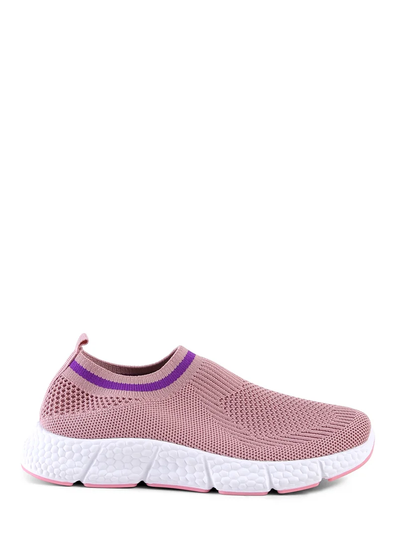 London Rag Contrast Cuff Kids Active Knitted Pink Sneakers