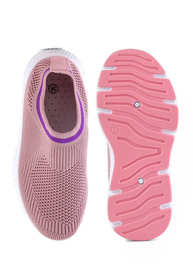 London Rag Contrast Cuff Kids Active Knitted Pink Sneakers