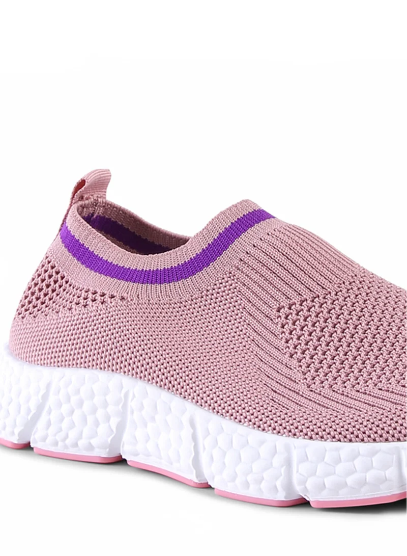 London Rag Contrast Cuff Kids Active Knitted Pink Sneakers