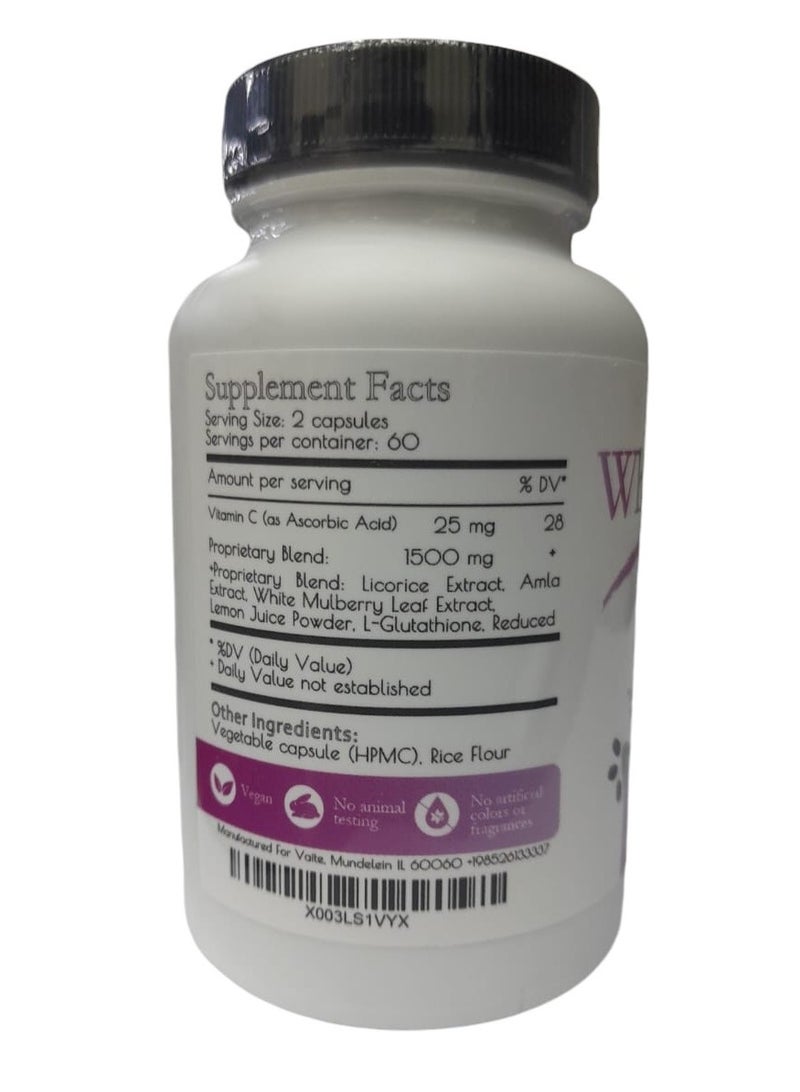 VAITE حبوب تبييض الجلوتاثيون - مزيل البقع الداكنة وندبات حب الشباب - 90000 مجم - صنع في الولايات المتحدة الأمريكية - حبوب تبييض البشرة النباتية ذات تأثير مضاد للشيخوخة ومضاد للأكسدة - 120 كبسولة - Image 3