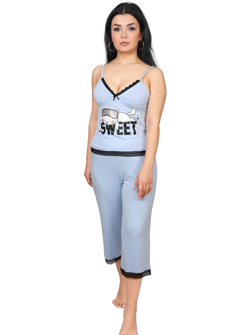 Dadoush Women's pyjamas with a modern design that suits all tastes - Women's long shorts pajama set from the Daadoush brand  - Image 1
