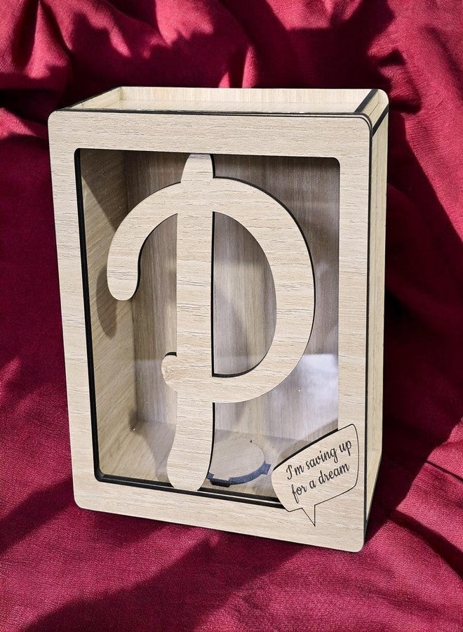 LACUM® Letter Piggy Bank - Custom Wooden Money Bank for Kids & Adults - Sunmica Coated Engineering Wood with Transparent Acrylic Front - Unique Gifts (Letter P) - Image 3