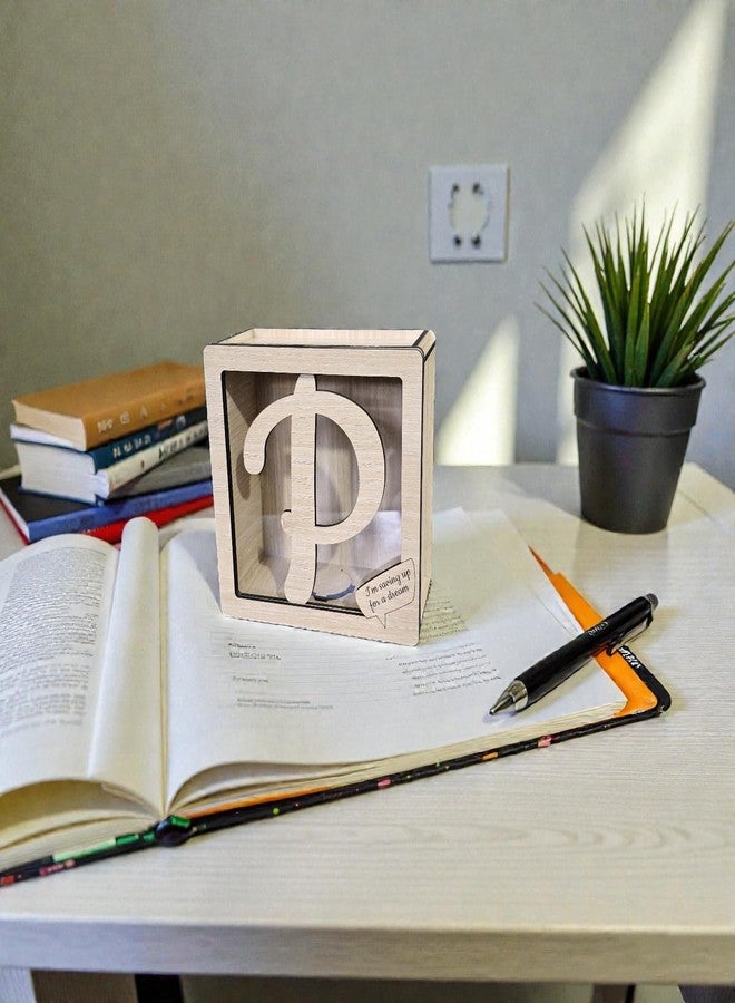 LACUM® Letter Piggy Bank - Custom Wooden Money Bank for Kids & Adults - Sunmica Coated Engineering Wood with Transparent Acrylic Front - Unique Gifts (Letter P) - Image 5