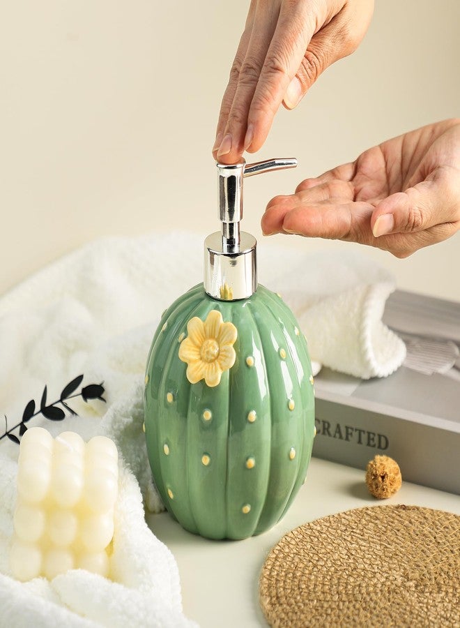 WAIT FLY Cactus with Yellow Pattern Soap Dispenser with Pump, Refillable Lotion Soap Bottle, Lotion Bottle, Hand Soap Dispenser, Home Bath Room Kitchen Decoration - Image 3