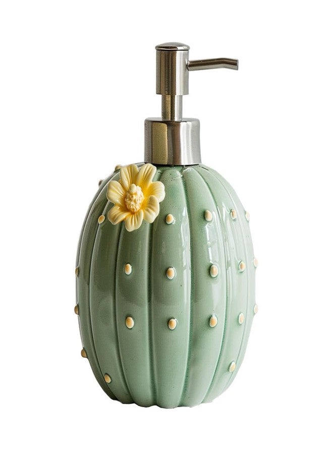 WAIT FLY Cactus with Yellow Pattern Soap Dispenser with Pump, Refillable Lotion Soap Bottle, Lotion Bottle, Hand Soap Dispenser, Home Bath Room Kitchen Decoration - Image 1