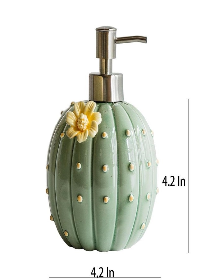 WAIT FLY Cactus with Yellow Pattern Soap Dispenser with Pump, Refillable Lotion Soap Bottle, Lotion Bottle, Hand Soap Dispenser, Home Bath Room Kitchen Decoration - Image 2