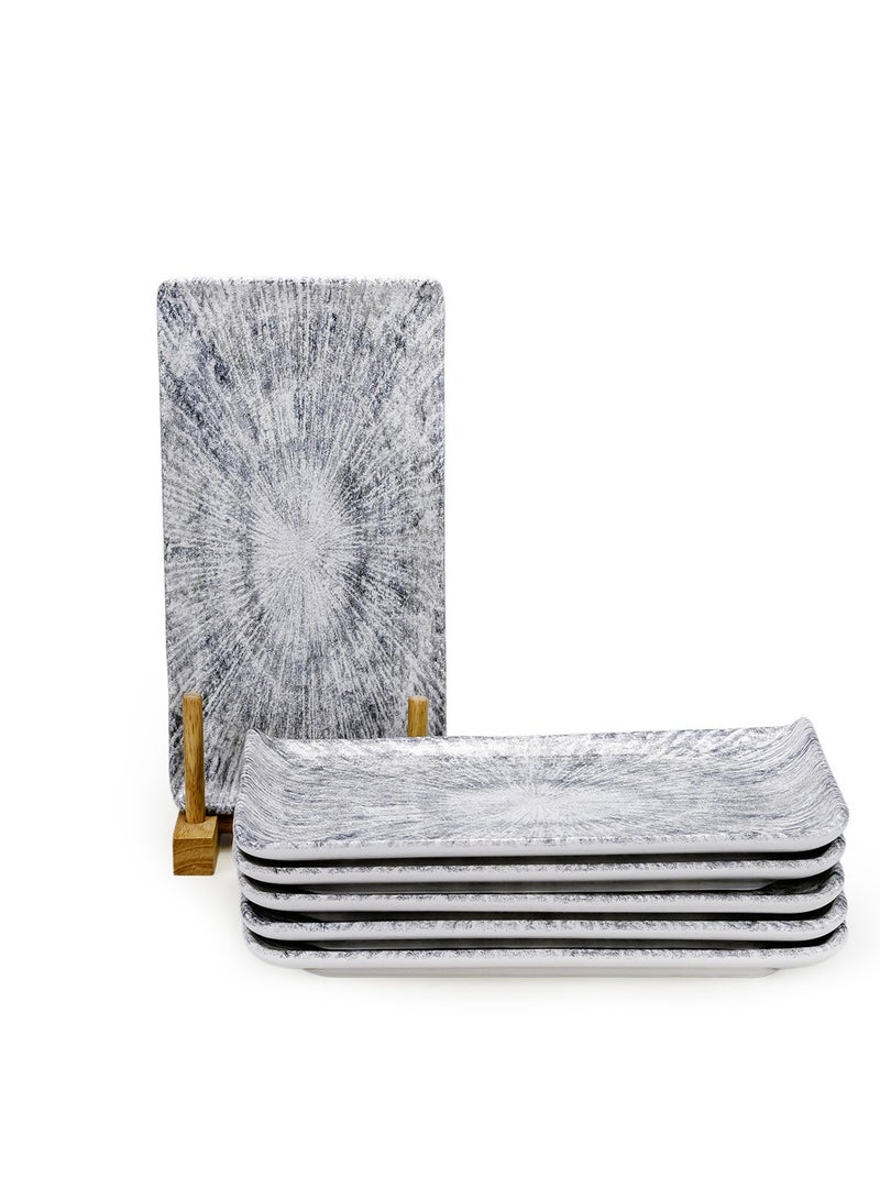 EDESSA طبق تقديم مستطيل سيراميك إديسا أستين (متعدد الألوان، 12.5 × 24 سم، مجموعة من 6) - Image 1