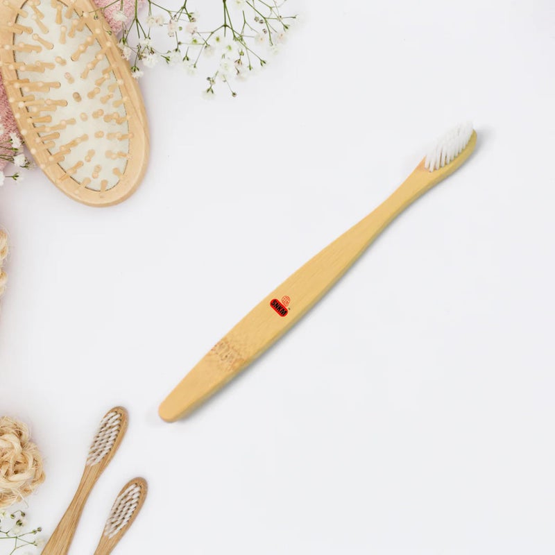 SNKM - Wooden/Bamboo Brush Toothbrush Ultra Soft Bristles (Light Brown Colour, Pack of) - Image 4