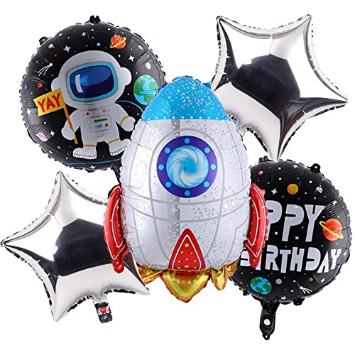 TOYXE Rocket Space Theme Foil Balloons Set of 5 Pcs - Image 1