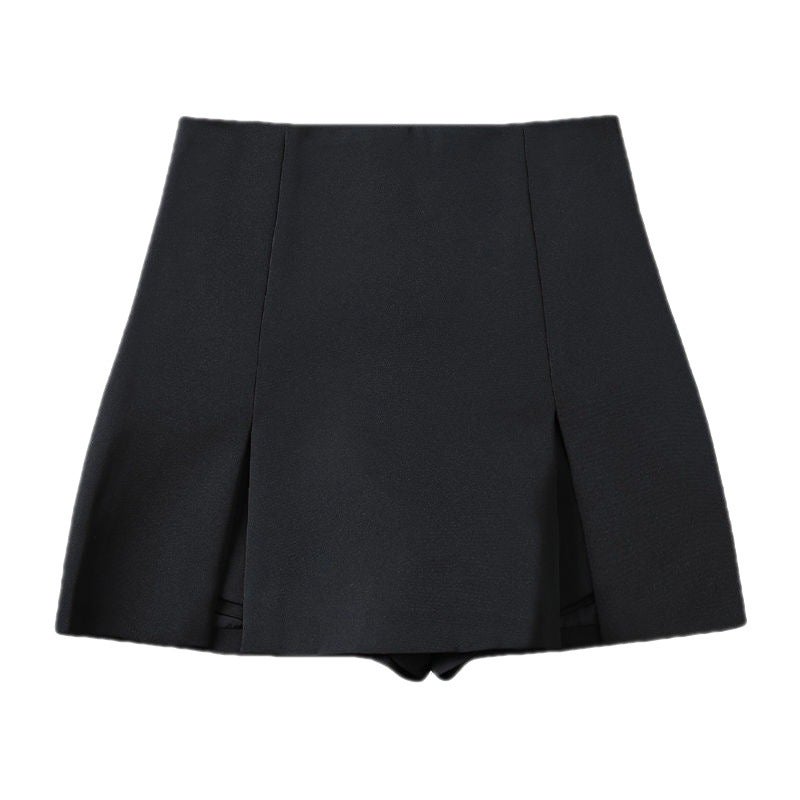 Generic 2022 Spring Split High-Waist Skort Black A-line Black - Image 5