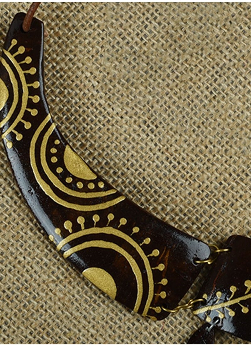 N & H - N&H Handcrafted Coconut Shell Flower with Fish, Leaves Design Necklace with Matching Earrings, Combo of 2 - Image 1