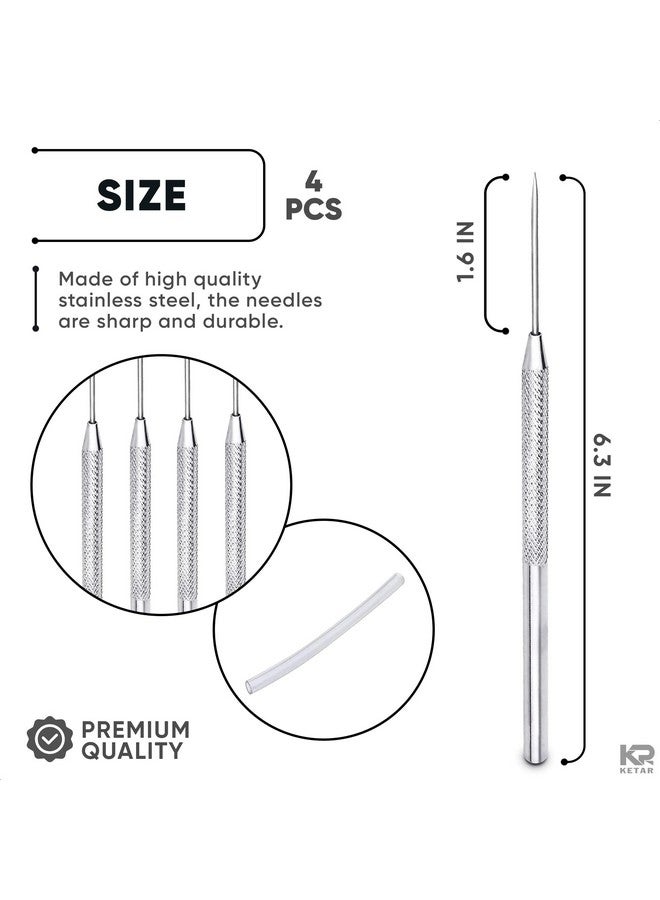 KETAR 4Pcs Modeling Clay Sculpting Tools Pottery Sculpting Tools Modeling Clay Texture Art Tools Stainless Steel Wax Carving Tools Modeling Clay Artist Pottery Clay For Sculpting Kit Needle Tool Set - Image 2