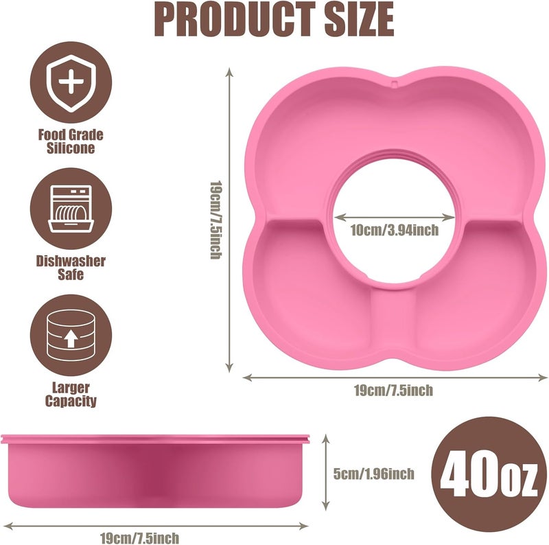 Zonyee Snack Bowl with Lid for Stanley 40oz Tumbler with Handle Silicone Reusable Snack Tray Snack Ring for Stanley Cup Accessories Peony - Image 5