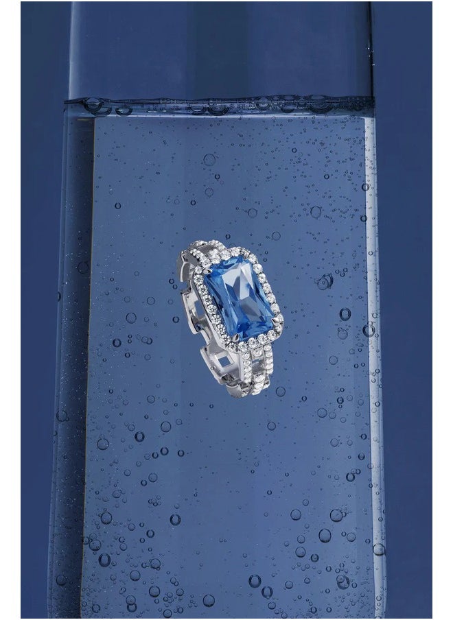MONACO - APM Pavé Lagoon Blue Rectangle Chain Ring - Image 1