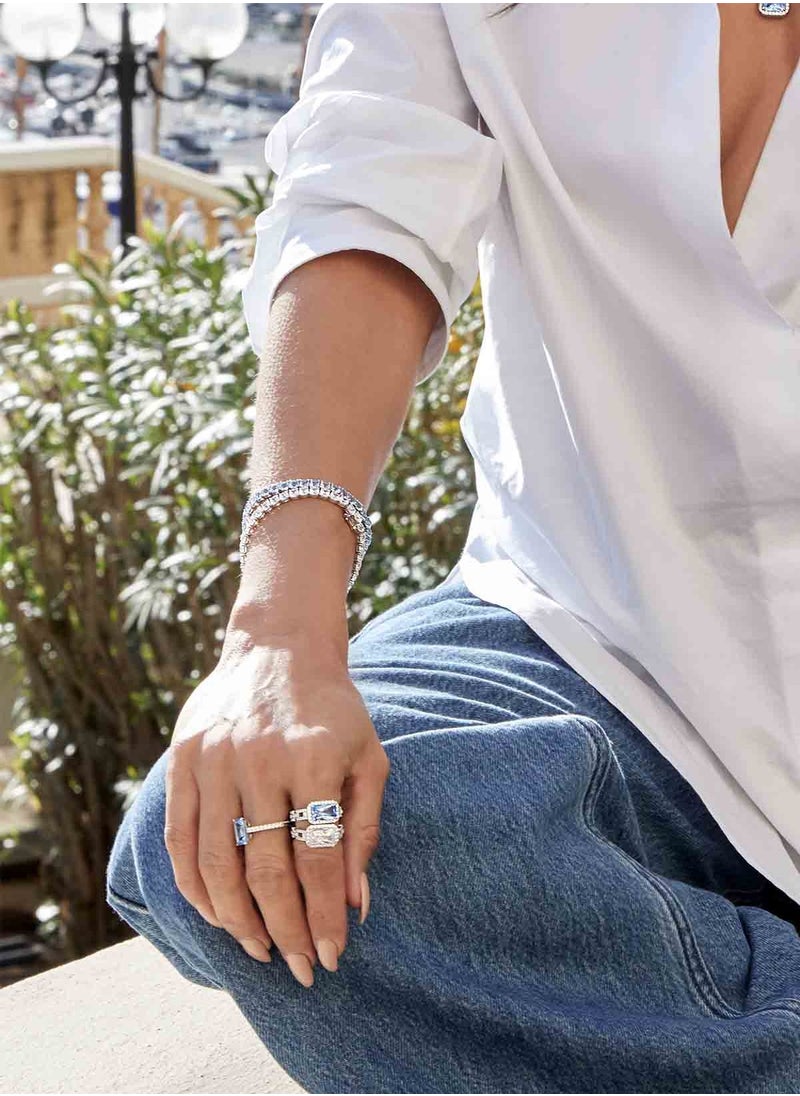 MONACO - APM Pavé Lagoon Blue Rectangle Chain Ring - Image 1