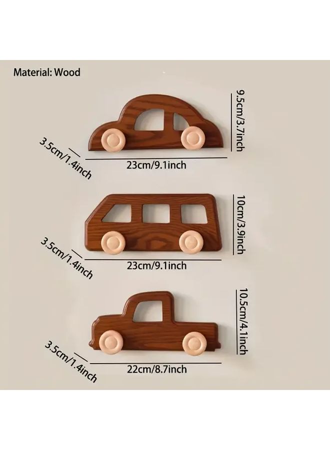 Car Shaped Wood Wall Mounted Truck Clothes Hook No Drill Adhesive Hanging Storage Organizer - Image 3