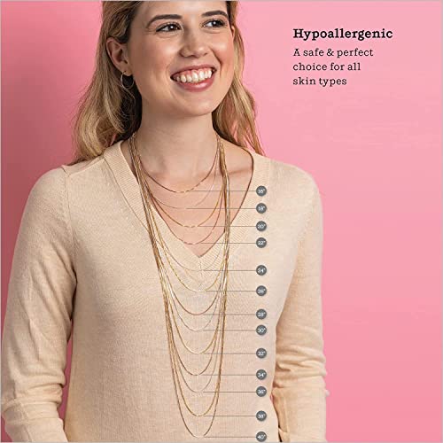 KEZEF 18k Gold Over Sterling Silver 1mm Box Chain Necklace Made in Italy | 925 Sterling Silver Necklace for Women | Rose Gold Chain for Women Men - Image 3