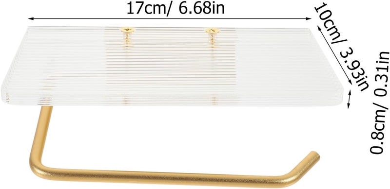 PRETYZOOM Punch-Free Toilet Paper Holder Acrylic Bathroom Roll Paper Dispenser Wall Mounted Gold Toilet Tissue Organizer and Washroom - Image 2