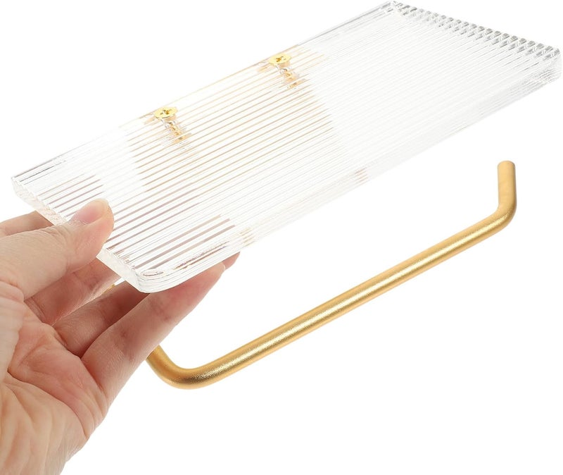 PRETYZOOM Punch-Free Toilet Paper Holder Acrylic Bathroom Roll Paper Dispenser Wall Mounted Gold Toilet Tissue Organizer and Washroom - Image 4