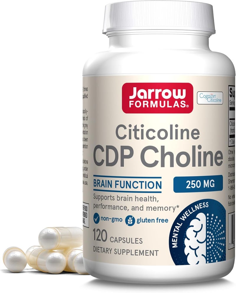 Jarrow Formulas Citicoline CDP Choline 250 MG CDP Choline Supplement Supports Brain Health Performance and Memory 120 Capsules Up to a 120 Day Supply - Image 1